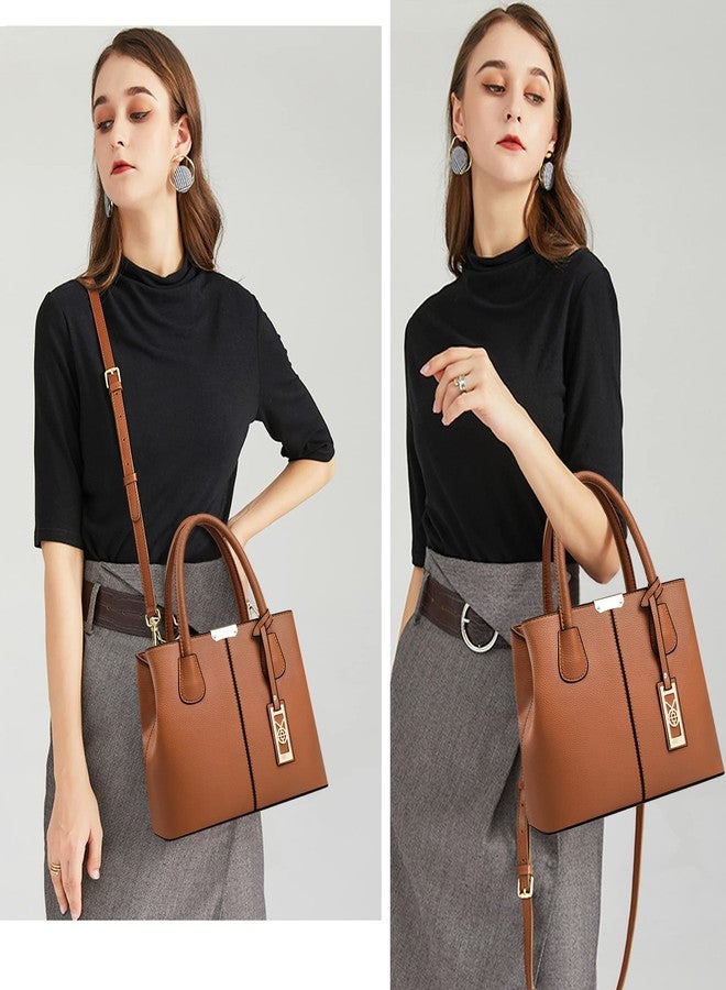 CHICAROUSAL Purses and Handbags for Women Leather Crossbody Bags Women's Tote Shoulder Bag (Brown) - Image 2